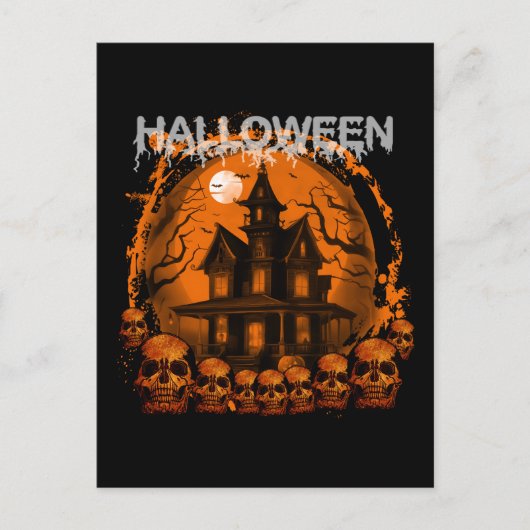 Carte Postale HALLOWEEN MAISON HANTÉE EPouvantable CRÂNES (Devant)