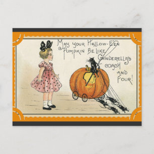 Carte Postale Halloween mignonne Citrouille Vintage Black Cat Gi