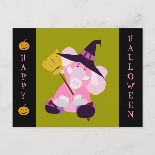 Carte postale Halloween mignonne : Elephant dans W (Devant)