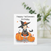 Carte Postale Halloween Mignonne Petite Sorcière (Debout devant)