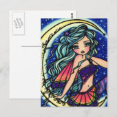 Carte Postale Halloween Night Moon Star Fairy Imaginaire Art Gir (Devant / Derrière)