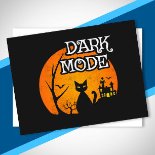 Carte Postale Halloween noir chat lune drôle mode foncé Humour