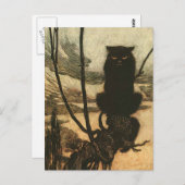 Carte Postale Halloween noir Chat Vintage Rackham effrayant (Devant / Derrière)