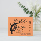 Carte postale Halloween Orange & Chouette Noire (Debout devant)