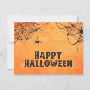 Carte Postale Halloween orange et noir heureux