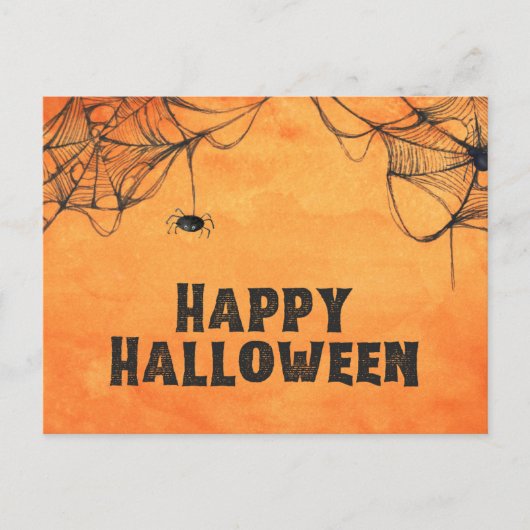 Carte Postale Halloween orange et noir heureux (Devant)