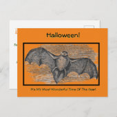 CARTE POSTALE HALLOWEEN, PEUR BAT/MON TEMPS PRÉFÉRÉ DE L'ANNÉE P (Devant / Derrière)