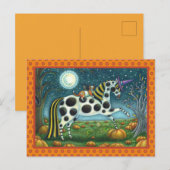 CARTE POSTALE HALLOWEEN PONY ET CHAT CHAT CHAT CHEVAL (Devant / Derrière)