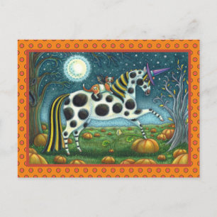 CARTE POSTALE HALLOWEEN PONY ET CHAT CHAT CHAT CHEVAL