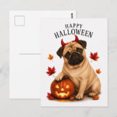 Carte Postale Halloween Pug (Devant / Derrière)