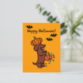 Carte Postale Halloween Red Smooth Haired Dachshund (Debout devant)