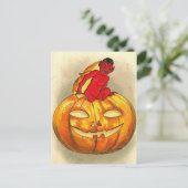 Carte Postale Halloween Rétro Citrouille et Diable (Debout devant)