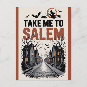 Carte Postale Halloween Salem Massachusetts Witch Lover Éffrayan