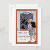 Carte Postale Halloween salutationAraignées à la fenêtre (Devant / Derrière)