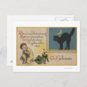 Carte Postale Halloween SalutationChat noir (Devant / Derrière)