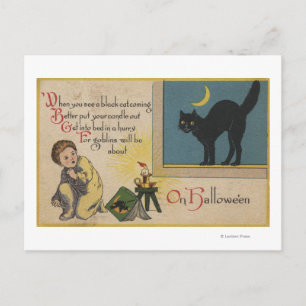 Carte Postale Halloween SalutationChat noir