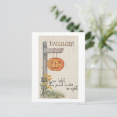 Carte Postale Halloween SalutationJack-O-Lantern sur le post (Debout devant)