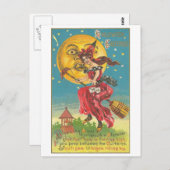 Carte Postale Halloween Salutations Femme Dans La Chambre (Devant / Derrière)