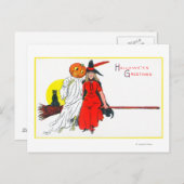 Carte Postale Halloween Salutations Witch (Devant / Derrière)