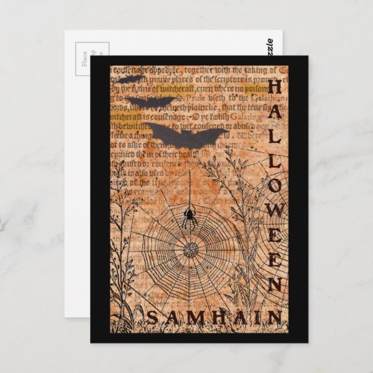 Carte Postale Halloween Samhain Spider Webs (Devant / Derrière)