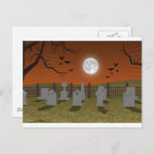 Carte Postale Halloween: Scène de cimetière : (Devant / Derrière)