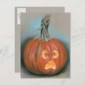 Carte Postale Halloween Screaming Jack O Lantern Pumpkin Pastel (Devant / Derrière)