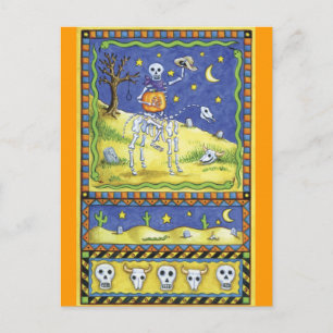 Carte postale Halloween Skeleton