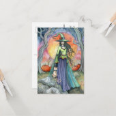 Carte postale Halloween Smug Witch (Devant/Arrière en situation)