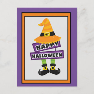Carte Postale Halloween sorcière Casquette & pieds