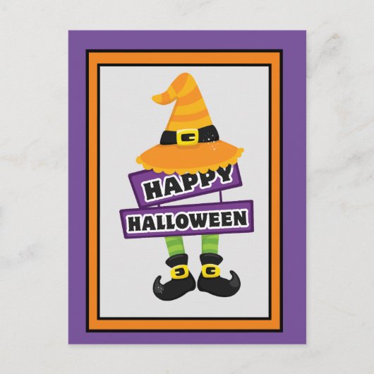 Carte Postale Halloween sorcière Casquette & pieds (Devant)