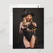 Carte Postale Halloween sorcière coquine (Devant / Derrière)
