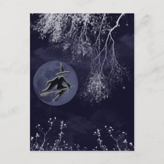 Carte Postale Halloween sorcière et lune