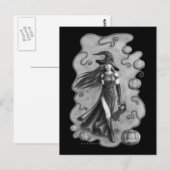 Carte Postale Halloween sorcière et poupée (Devant / Derrière)