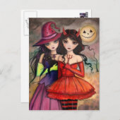 Carte postale Halloween sorcière gothique et art d (Devant / Derrière)