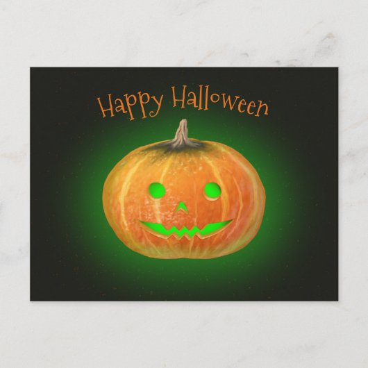 Carte Postale Halloween Spooktaculaire Citrouille Smile Vert Lum (Devant)