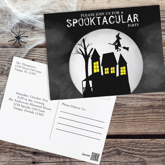 Carte Postale Halloween Spooktacular Éffrayant Haunted House Wit
