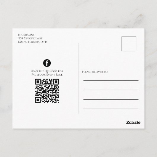 Carte Postale Halloween Spooktacular Owl QR Code Social Media (Dos)