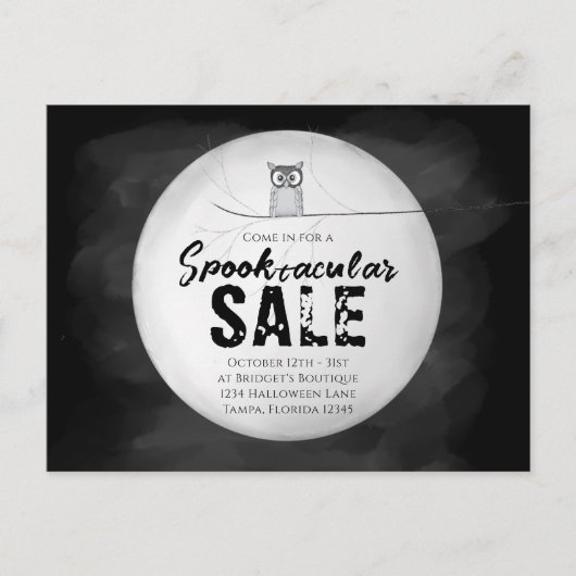 Carte Postale Halloween Spooktacular Sale Owl QR Code Site Web (Devant)
