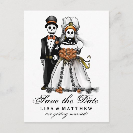 Carte postale Halloween Squelettes Orange Sauvegar (Devant)