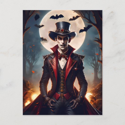 Carte Postale Halloween Steampunk Gothique Zombie Vampire (Devant)