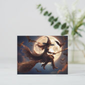 Carte Postale Halloween Steampunk Witch Vol au clair de lune (Debout devant)