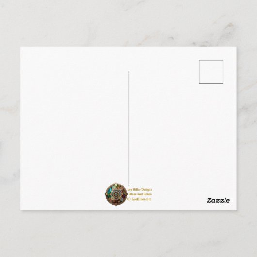 Carte Postale Halloween Steampunk Witch Vol au clair de lune (Dos)