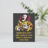 Carte Postale Halloween Trick ou Traiter Clown rire | jaune (Debout devant)
