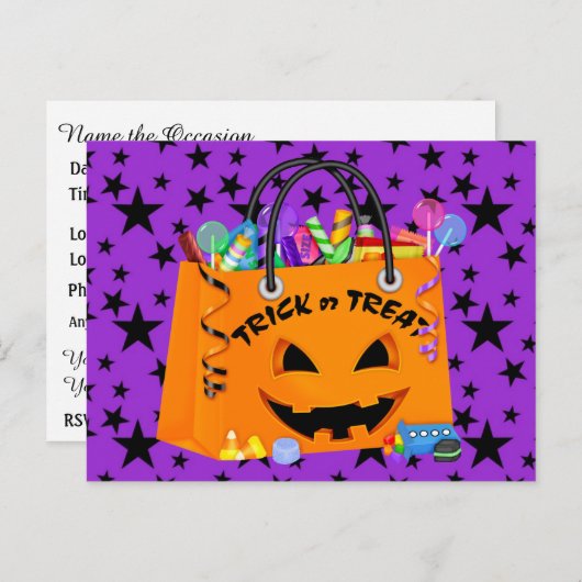 Carte postale Halloween Trick ou Treat Invitation (Devant / Derrière)