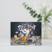 Carte Postale Halloween Tricoter ou traiter les enfants (Debout devant)