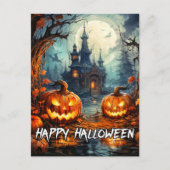 Carte Postale Halloween tristement ancienne maison hantée (Devant)