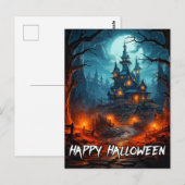Carte Postale Halloween tristement Éffrayant Hanté (Devant / Derrière)