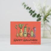Carte Postale Halloween veggie effrayée drôle (Debout devant)
