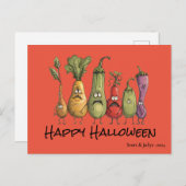 Carte Postale Halloween veggie effrayée drôle (Devant / Derrière)