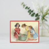 Carte Postale Halloween vintage Apple Bobbing (Debout devant)
